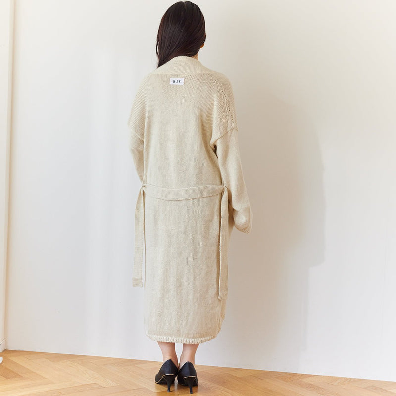 ペルー産🇵🇪ベビーアルパカ100％のロングカーディガン　”BABY ALPACA BASICS LONG ROBE” - Celeste