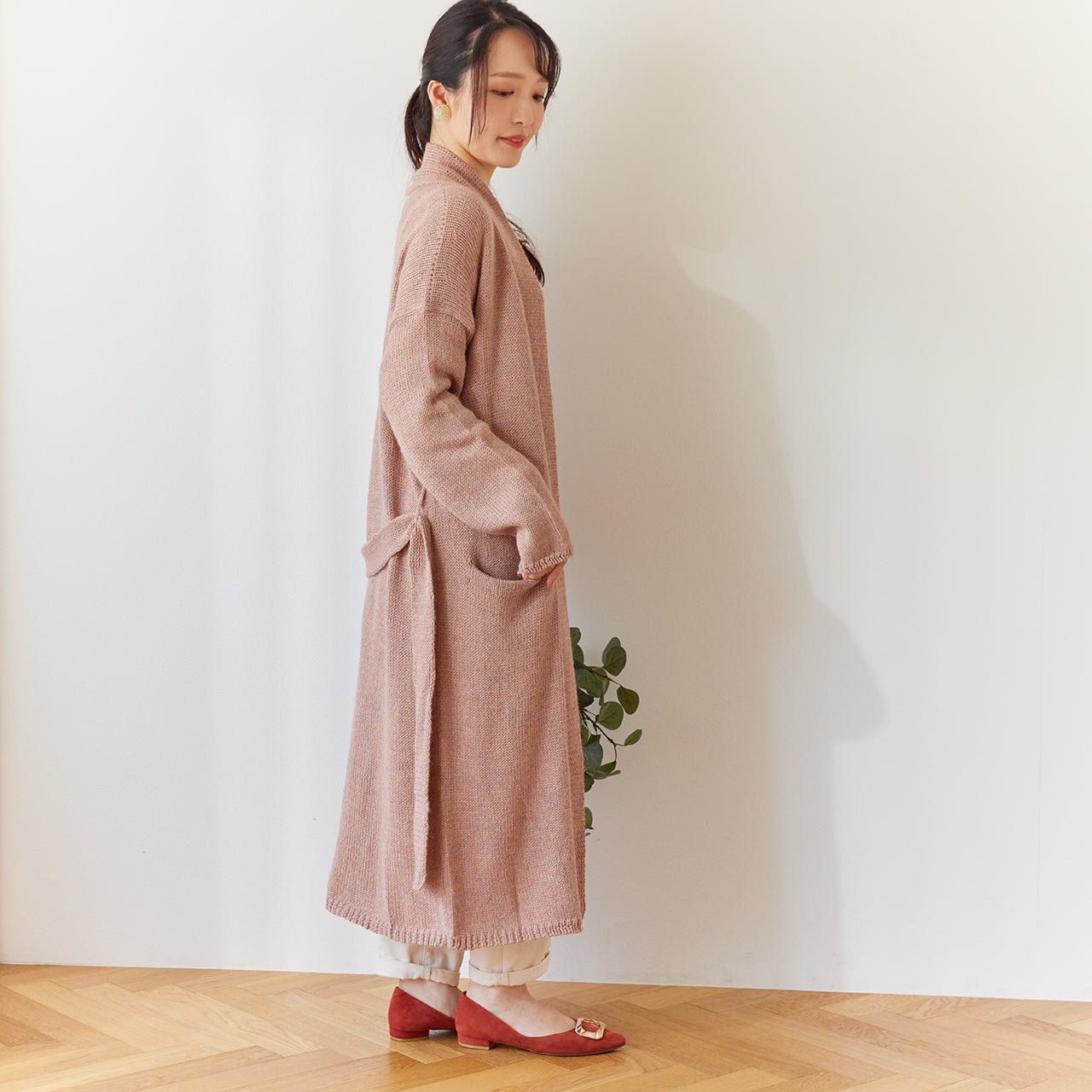 ペルー産🇵🇪ベビーアルパカ100％のロングカーディガン ”BABY ALPACA BASICS LONG ROBE” – Celeste