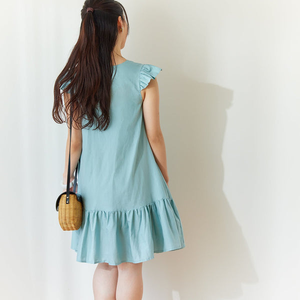 Short Dress｜ライトブルーが爽やかなショート丈サマードレス
